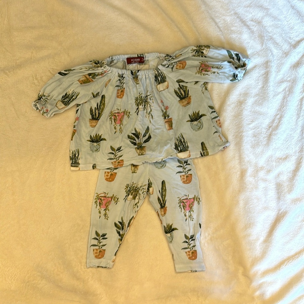 MILKBARN potted plants baby 2 pc dress set size 3-6 months